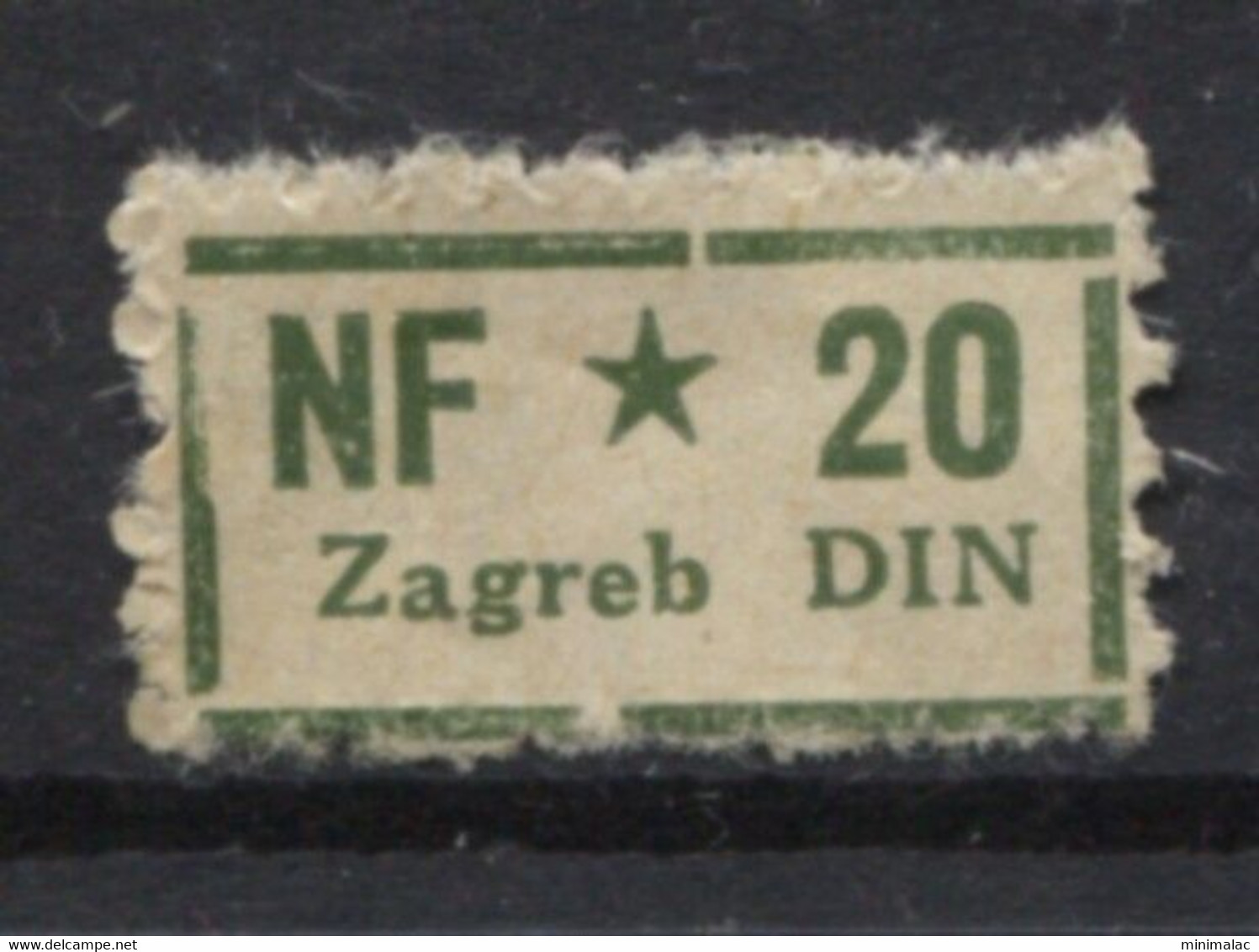 Yugoslavia 1950, Stamp For Membership NF Zagreb, Administrative Stamp, Revenue, Tax Stamp 20d, Green - Officials