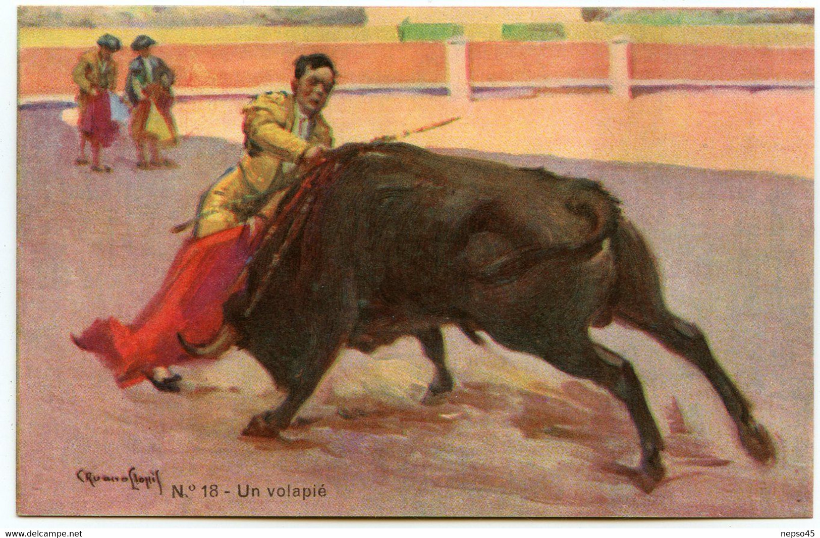 Corrida.Un Volapié.le Matador Donne Le Coup D’épée En Allant Vers Le Taureau, - Corrida