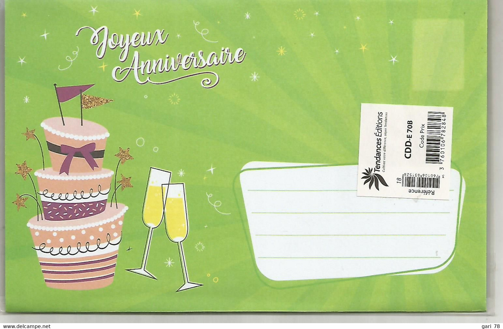 Carte D'anniversaire, 70 Ans, Sous Blister Et Avec Son Enveloppe - Autres & Non Classés