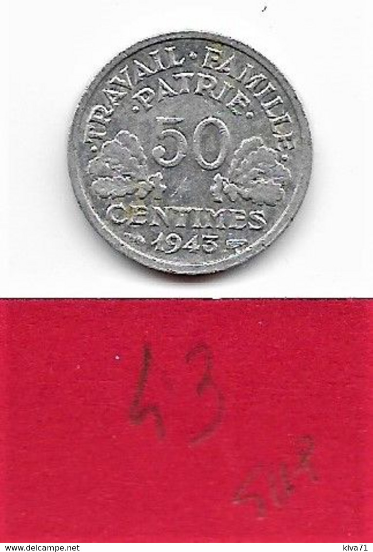 50 Centimes  " Bazor " 1943 SUP/SPL - 50 Centimes