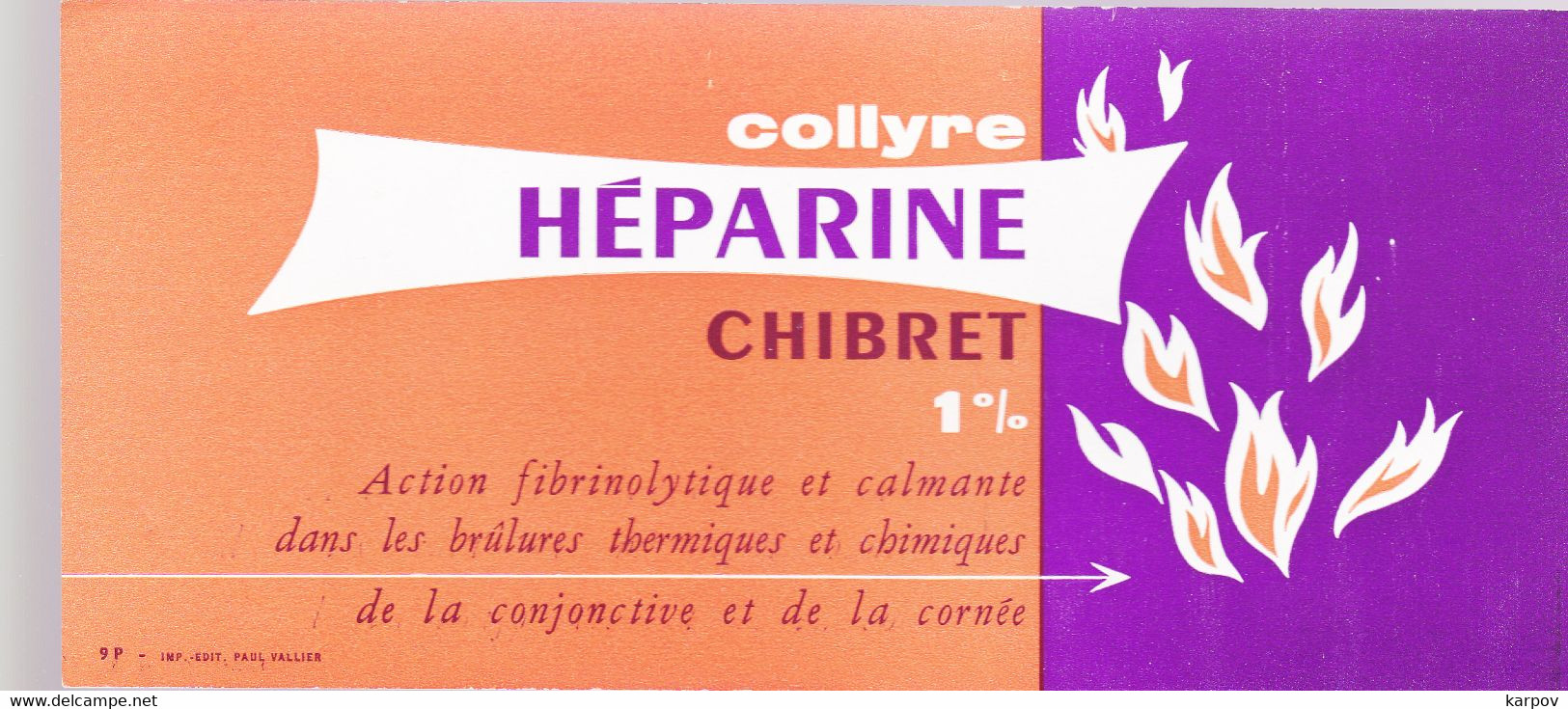 BUVARD  - COLLYRE HÉPARINE - CHIBRET - Produits Pharmaceutiques