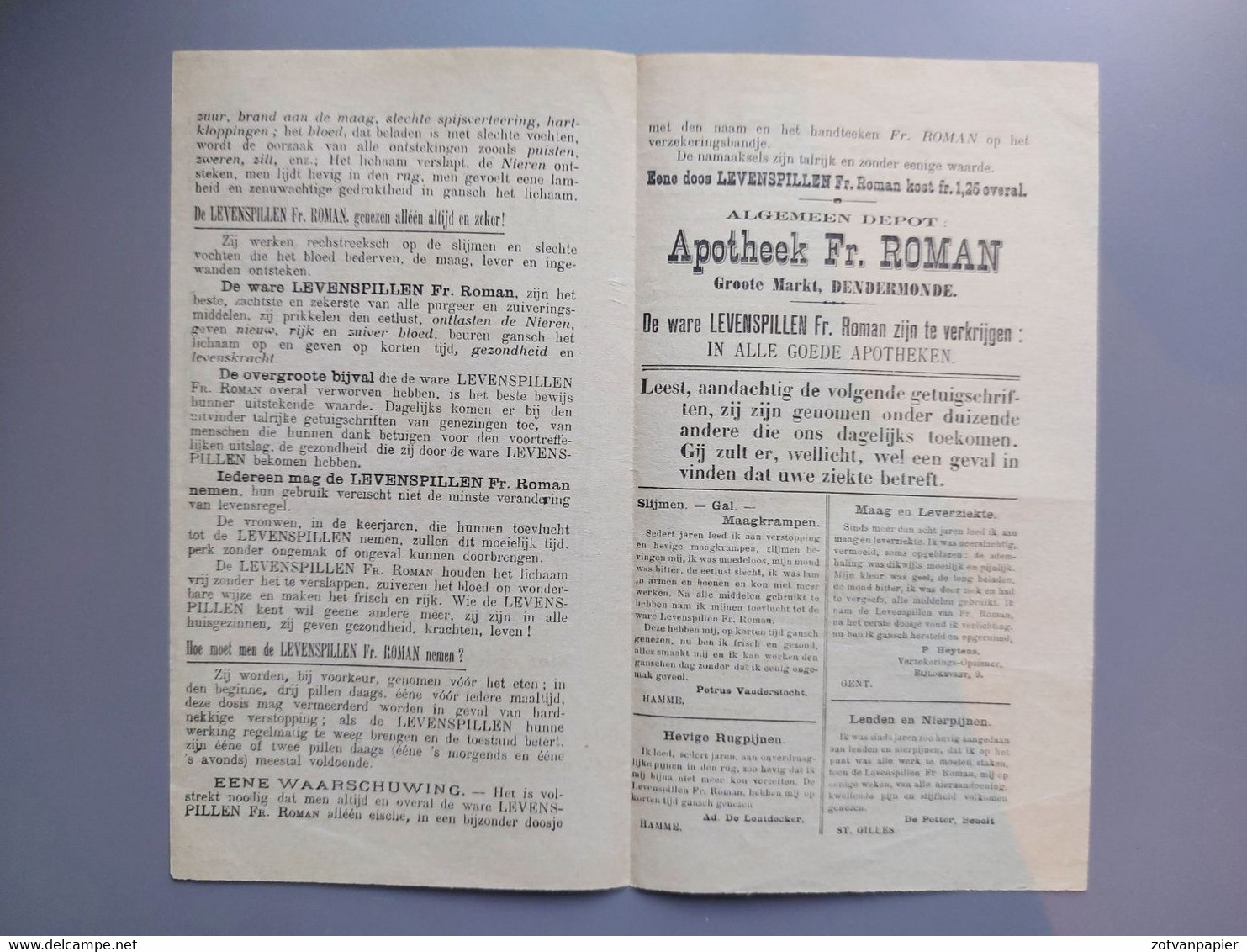 Dendermonde - Folder - Apotheker - Medicatie - Art Nouveau - Dendermonde