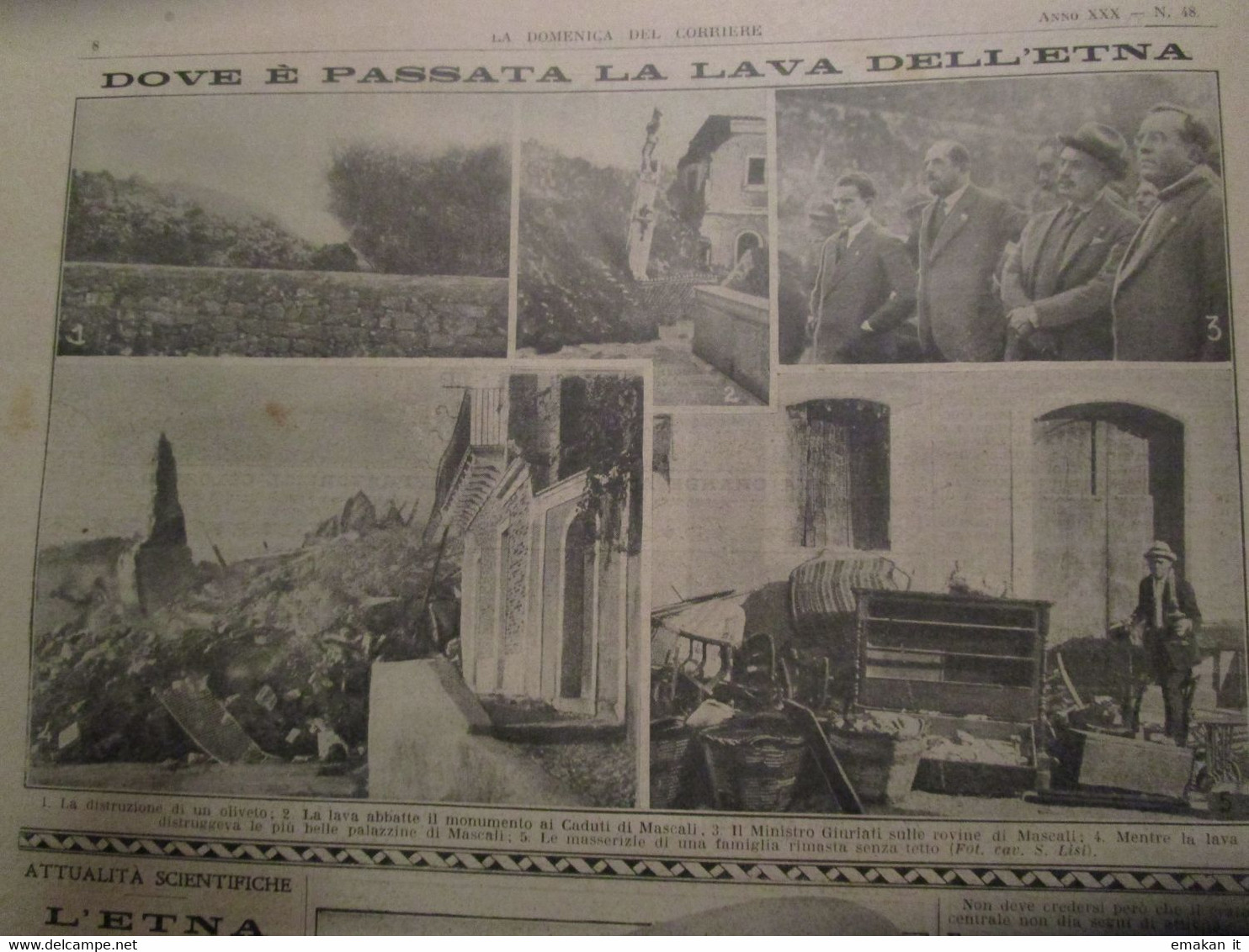 # DOMENICA DEL CORRIERE N 47 /1928 MASCALI ERUZIONE ETNA / ORIGINI DI MUSSOLINI / PISA / CASA PER MUSICISTI - Premières éditions