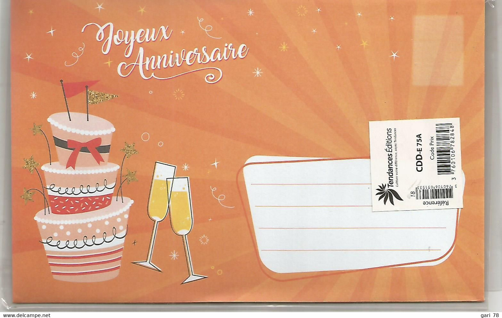 Carte D'anniversaire, 75 Ans, Sous Blister Et Avec Son Enveloppe - Autres & Non Classés