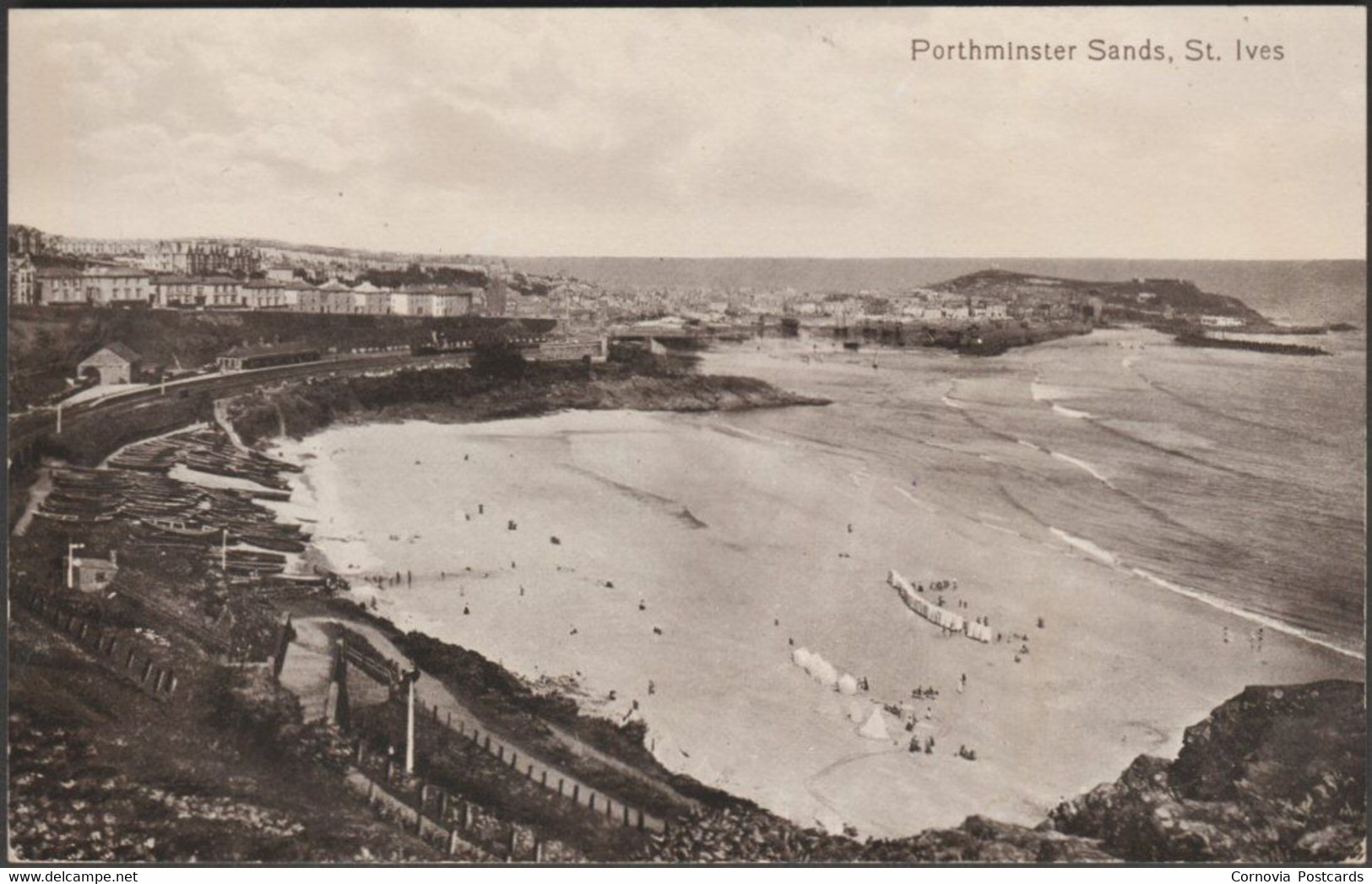 Porthminster Sands, St Ives, Cornwall, C.1920 - Valentine's Postcard - St.Ives