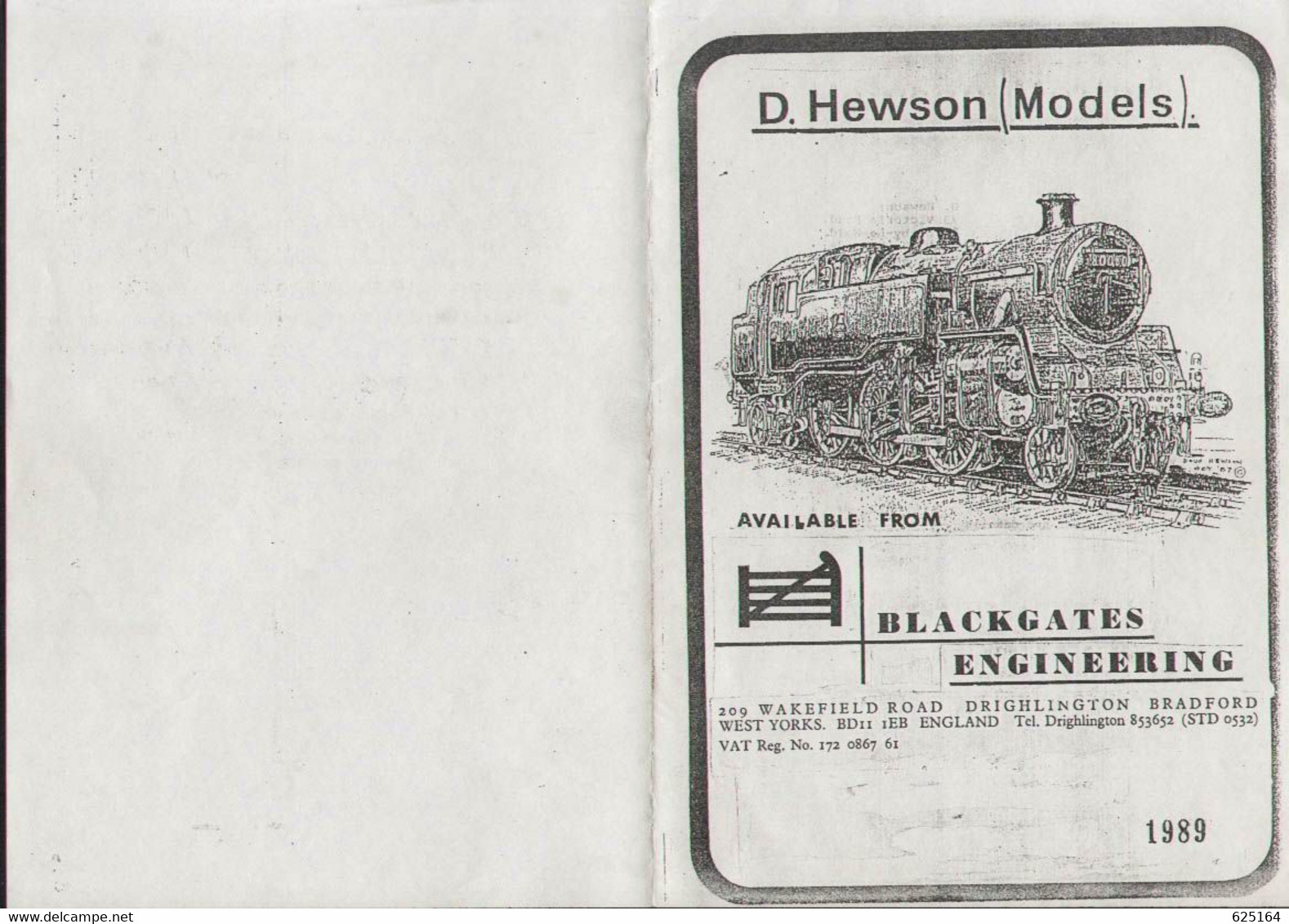 Catalogue HEWSON D. Models 1989 Locomotive Fittings And Castings 5" Gauge - Englisch