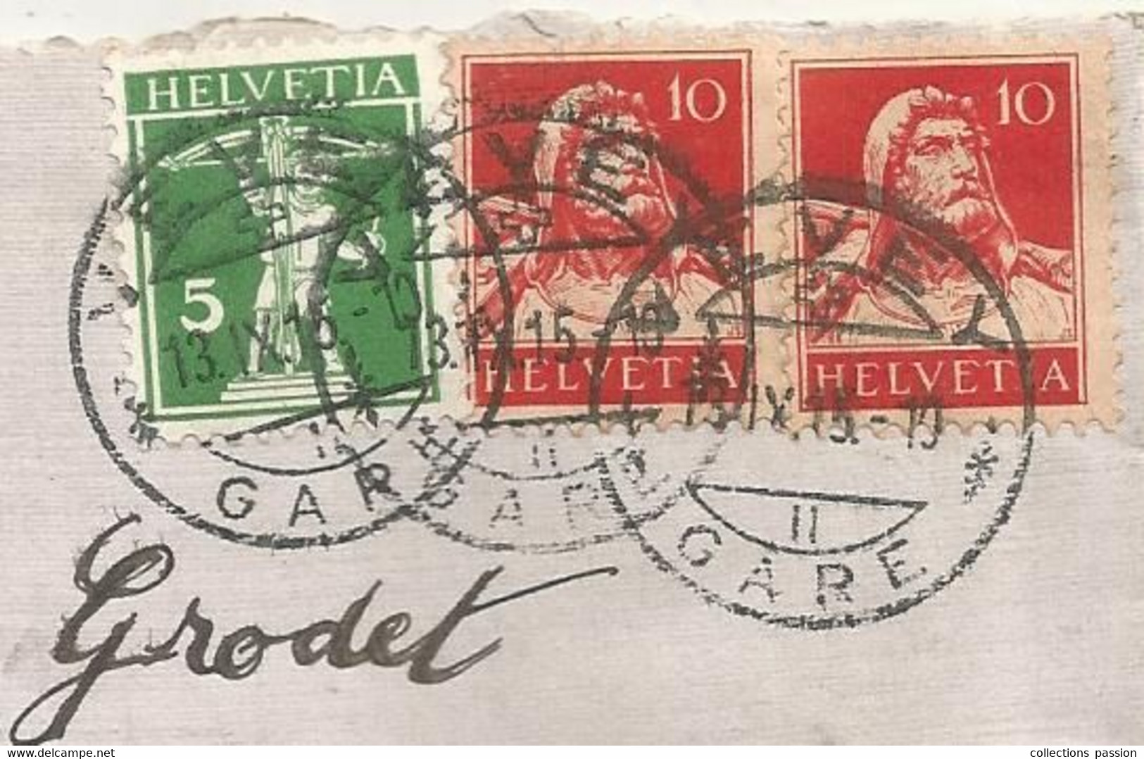 Lettre , Suisse ,Helvetia , VEVEY GARE , 1915 - Lettres & Documents