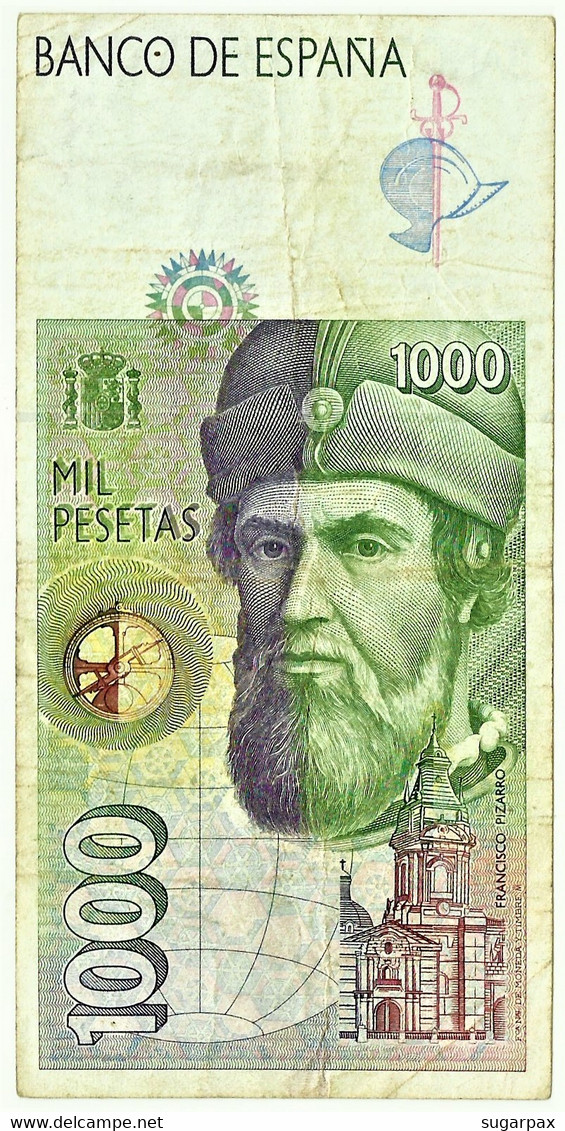 ESPAÑA - 1000 Pesetas - 12.10.1992 ( 1996 ) - Pick 163 - Serie P - Hernan Cortes / Francisco Pizarro - 1.000 - [ 6] Gedenkausgaben