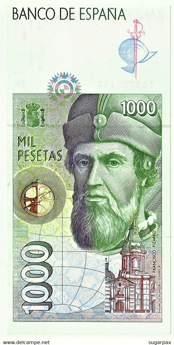 ESPAÑA - 1000 Pesetas - 12.10.1992 ( 1996 ) - Pick 163 - Serie 1Q - Hernan Cortes / Francisco Pizarro - 1.000 - [ 6] Herdenking