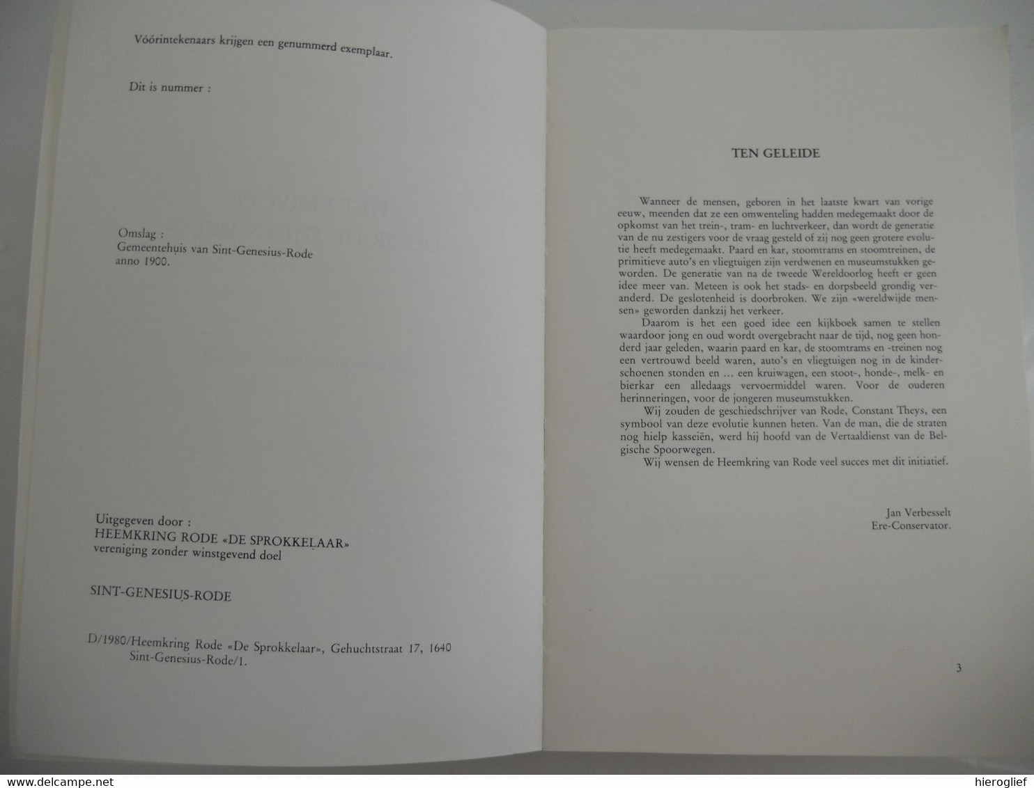 HET VERVOER DOOR DE TIJDEN HEEN Door Christiane Mosselmans De Coster 1980 Heemkunde Sint-genesius-rode De Sprokkelaar - Histoire