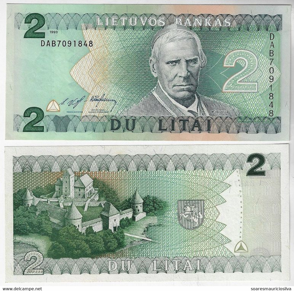 Banknote Lithuania 2 Litai 1993 Pick-54 Unc - Lituanie