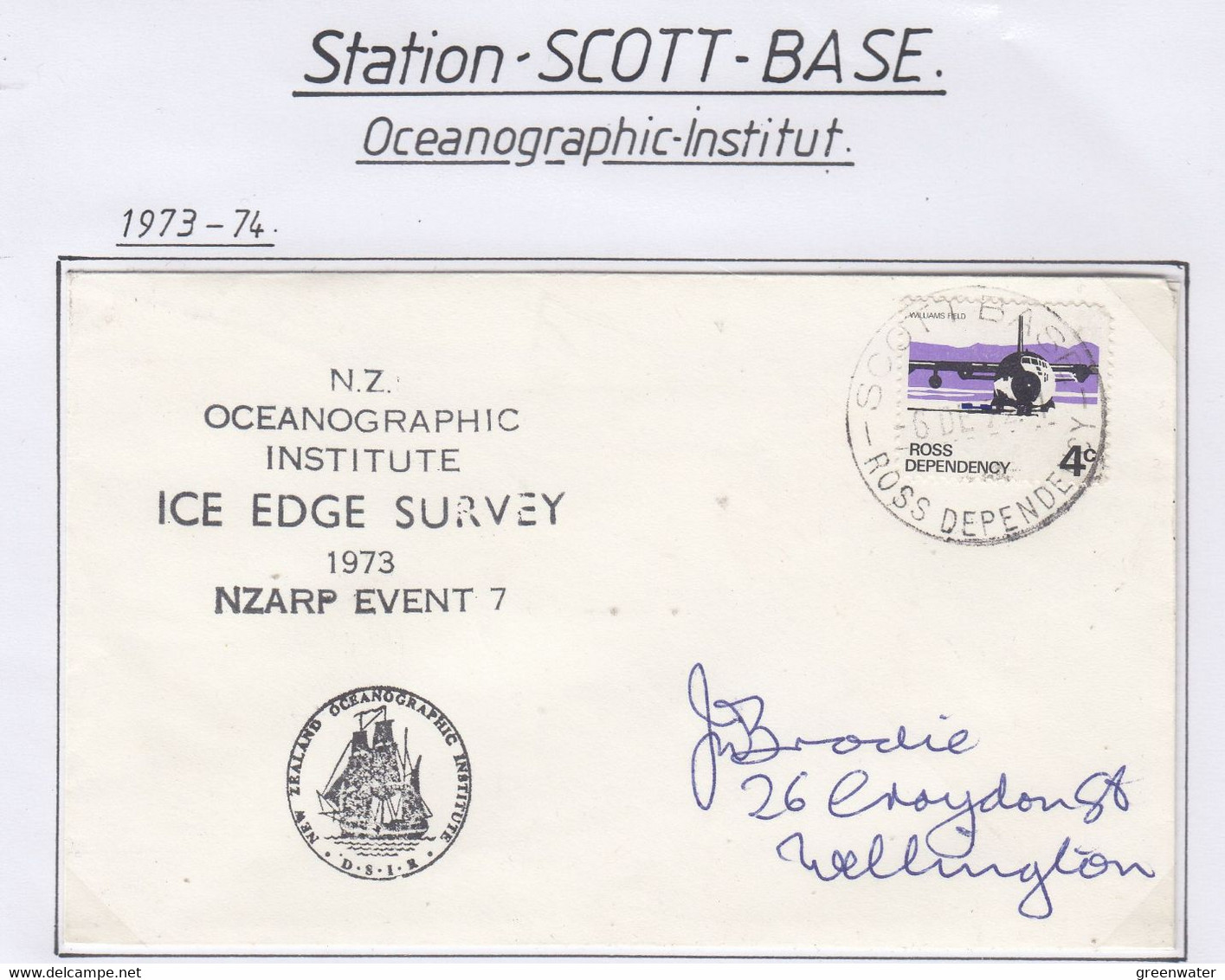 Ross Dependency Scott Base 1973 Ice Edge Survey Ca Scott Base 6 DEC 73 (SC148) - Covers & Documents