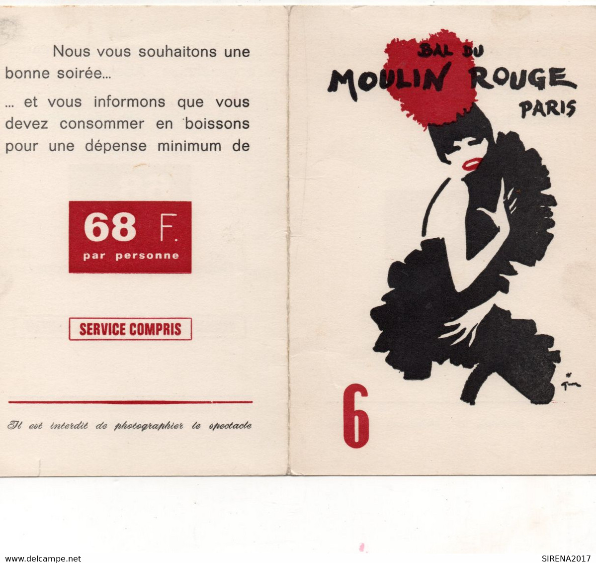 Cartoncino Pubblicitario - BAL DU MOULIN ROUGE PARIS - Werbung