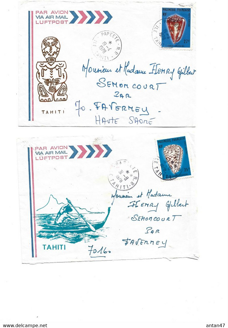 Par Avion / 2 Enveloppes Illustrées 1978 / Océanie TAHITI / PAPEETE - Tahití