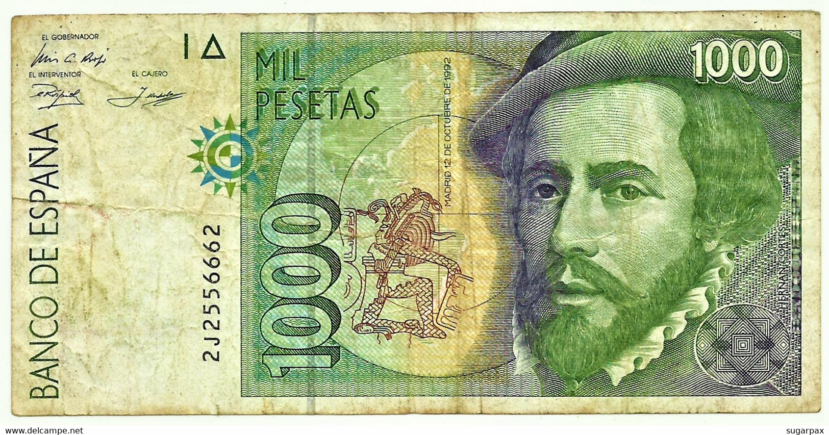 ESPAÑA - 1000 Pesetas - 12.10.1992 ( 1996 ) - Pick 163 - Serie 2J - Hernan Cortes / Francisco Pizarro - 1.000 - [ 6] Gedenkausgaben