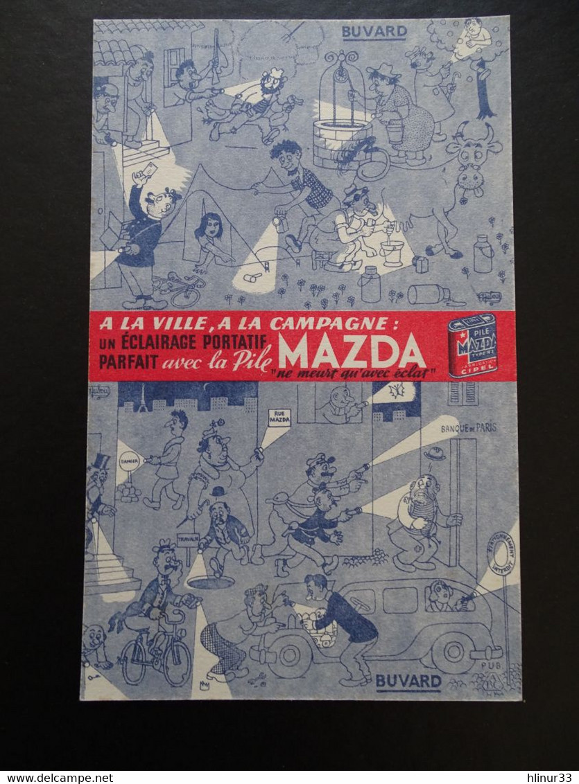 MAZ-D01 -  Buvard – Pile MAZDA – A La Ville, à La Campagne – Albert Dubout - Format 20,7x13,0 - Voir Scans - Batterijen