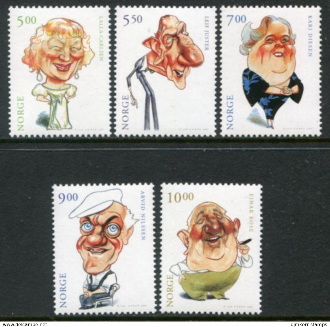 NORWAY 2001 Actors II MNH / **.  Michel 1394-98 - Unused Stamps