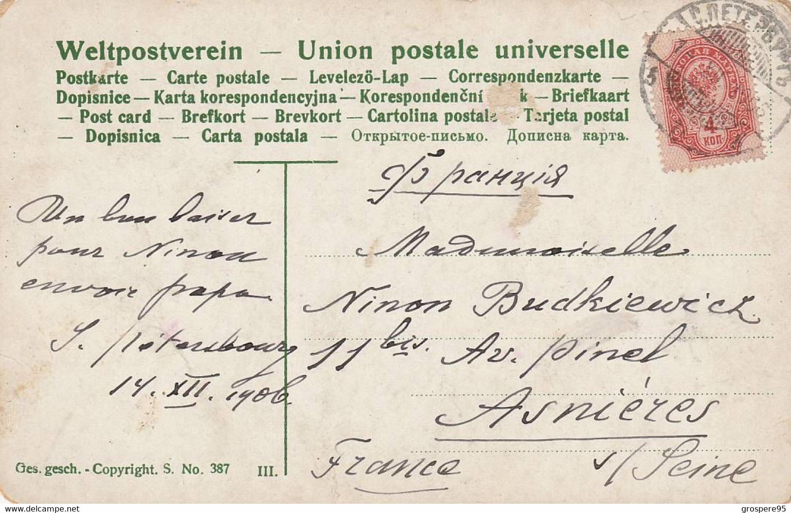 MARIE ZUM STANDESAM...ENVOYEE DE SAINT PETERSBOURG 1906 - Humor