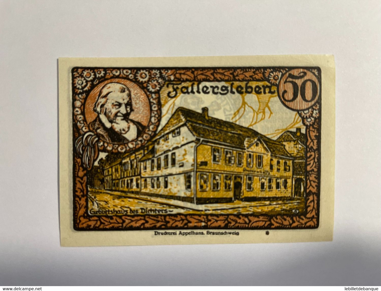 Allemagne Notgeld Fallersleben 50 Pfennig - Collections