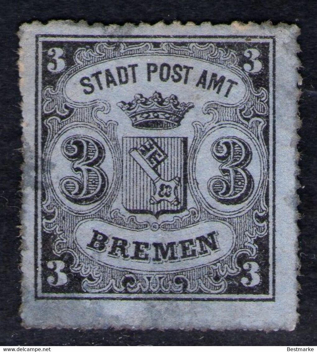 3 Grote Schwarz/blaugrau - Bremen Nr. 6 X Typ II - Ungebraucht Ohne Gummi - Bremen