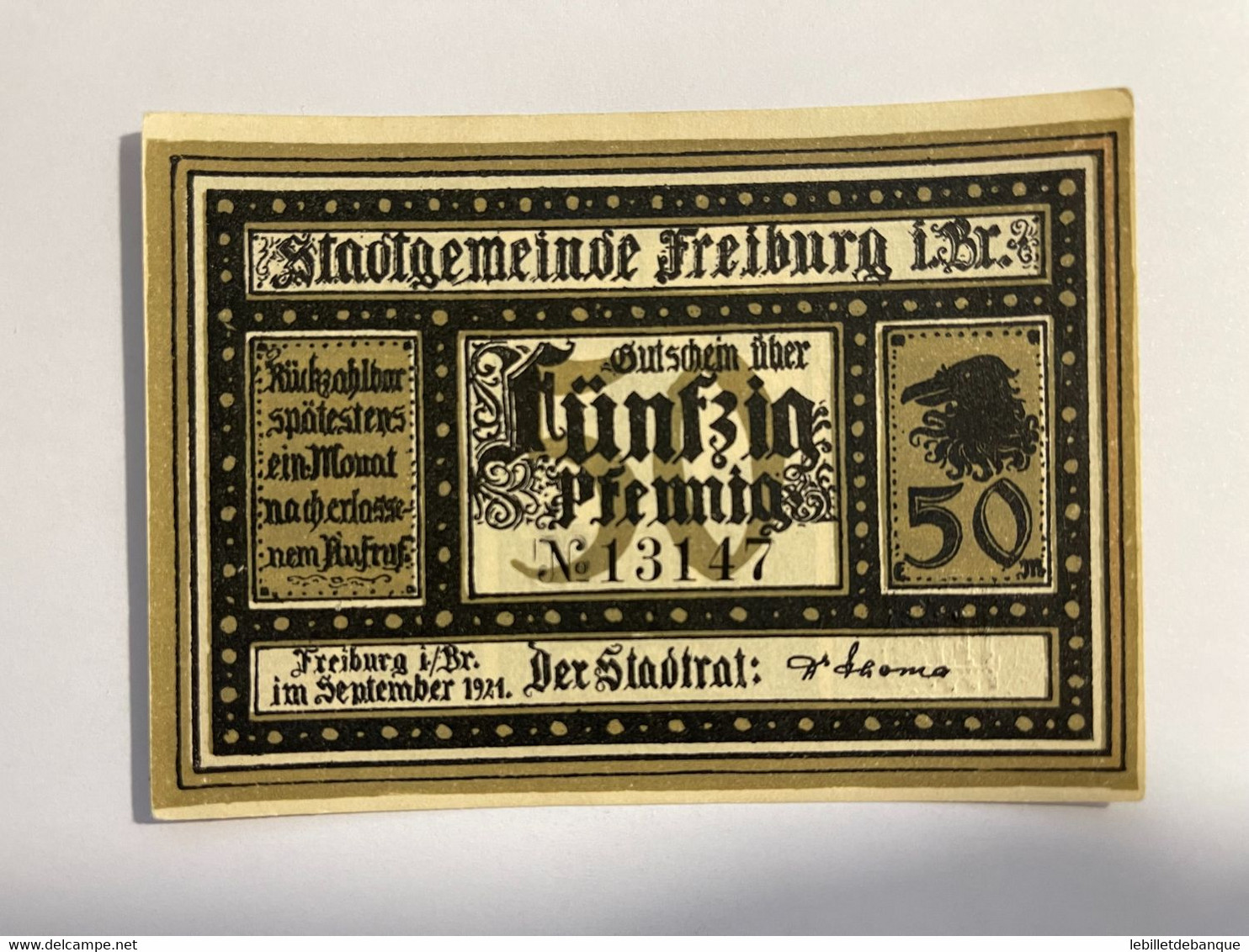 Allemagne Notgeld Freiburg 50 Pfennig - Collections