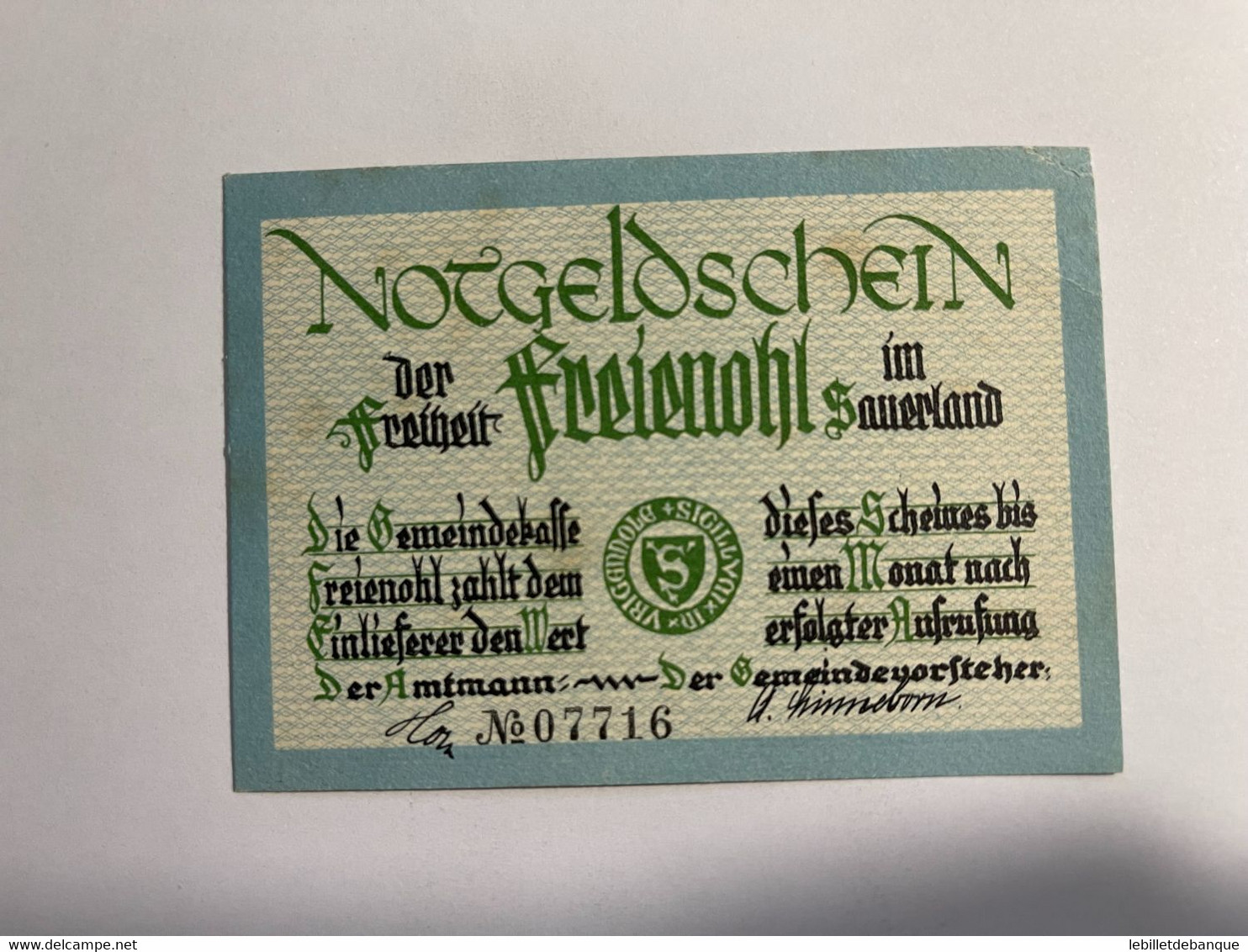 Allemagne Notgeld Freienohl 1 Mark - Collections