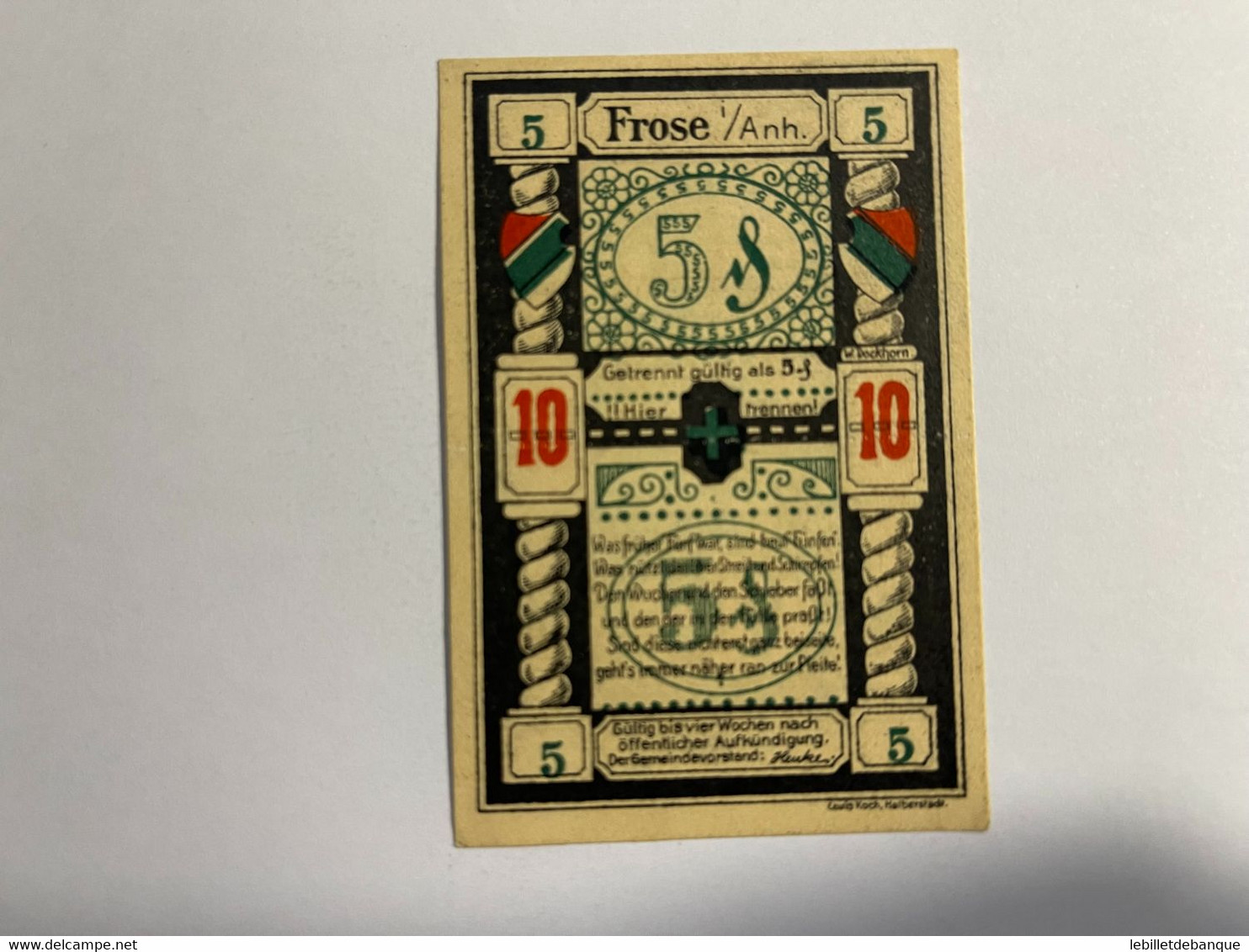 Allemagne Notgeld Frose 10 Pfennig - Collections