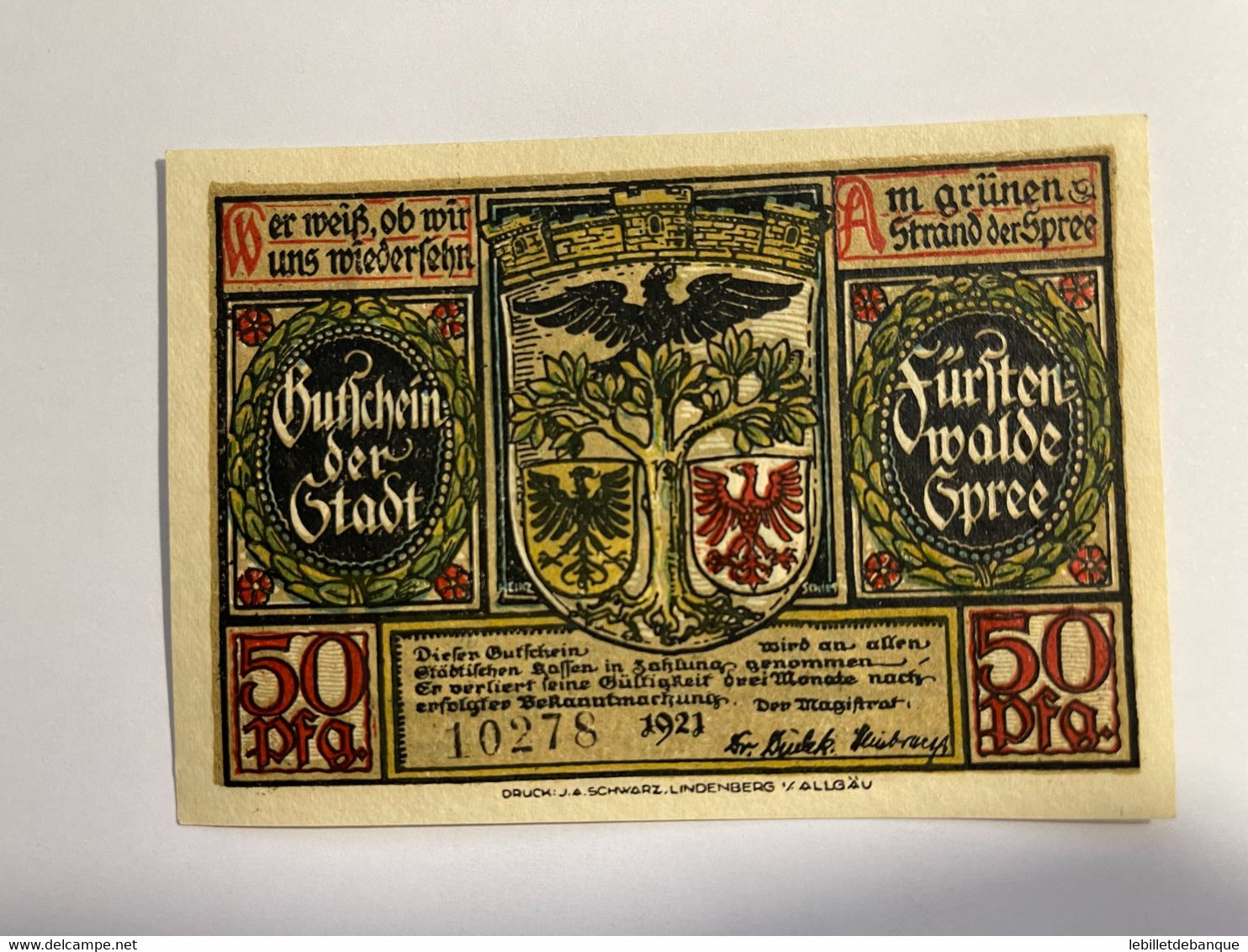 Allemagne Notgeld Furstenwalde 50 Pfennig - Collections