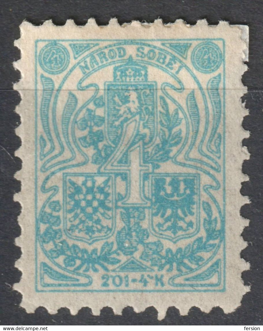 Národ Sobě Bohemia Czechia - Coat Of Arms 1910 Charity Label Cinderella Vignette / Art Nouveau Secession - ...-1918 Prefilatelia