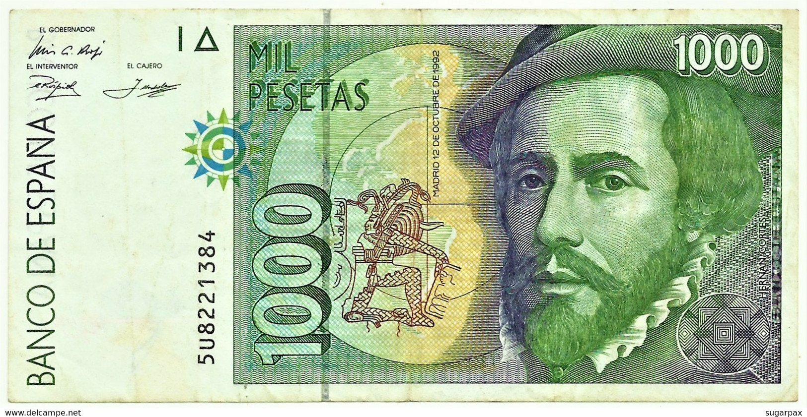 ESPAÑA - 1000 Pesetas - 12.10.1992 ( 1996 ) - Pick 163 - Serie 5U - Hernan Cortes / Francisco Pizarro - 1.000 - [ 6] Commemorative Issues