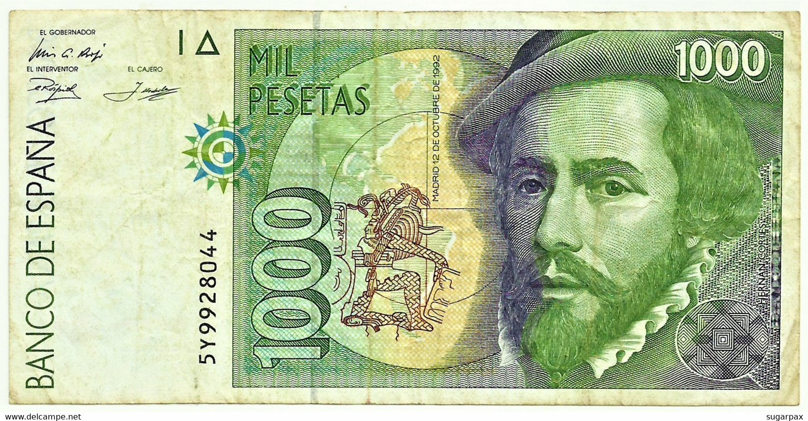 ESPAÑA - 1000 Pesetas - 12.10.1992 ( 1996 ) - Pick 163 - Serie 5Y - Hernan Cortes / Francisco Pizarro - 1.000 - [ 6] Emissions Commémoratives