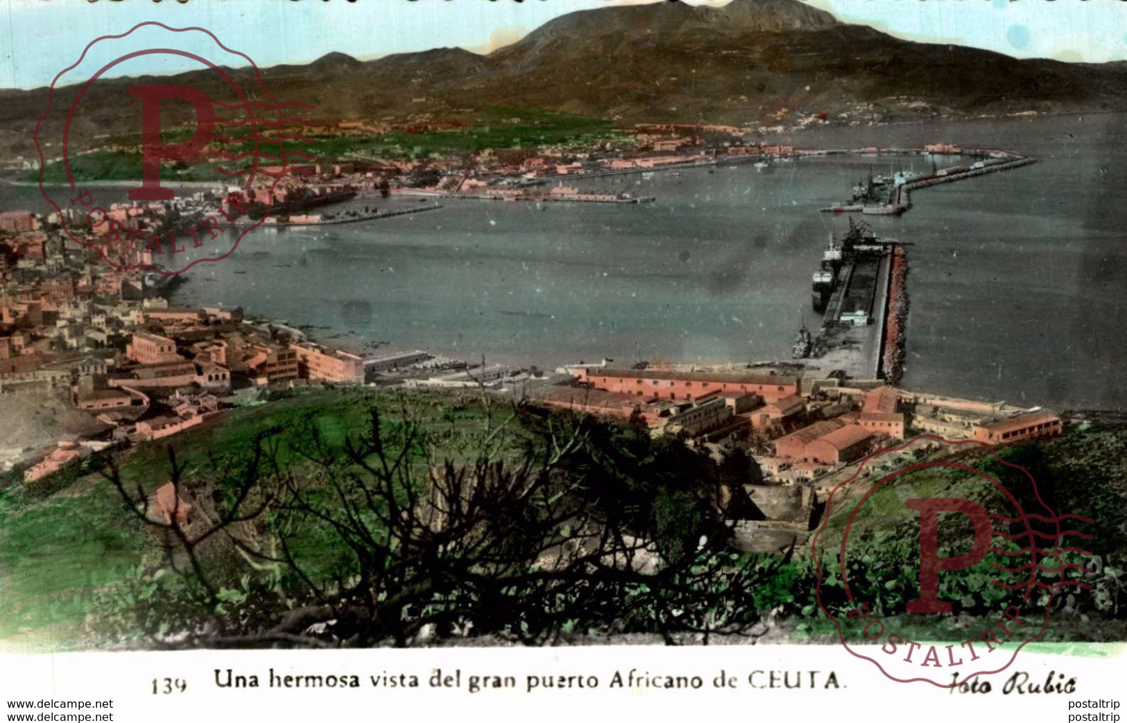 RPPC FOTOPOSTAL CEUTA   UNA HERMOSA VISTA DEL GRAN PUERTO AFRICANO - Ceuta