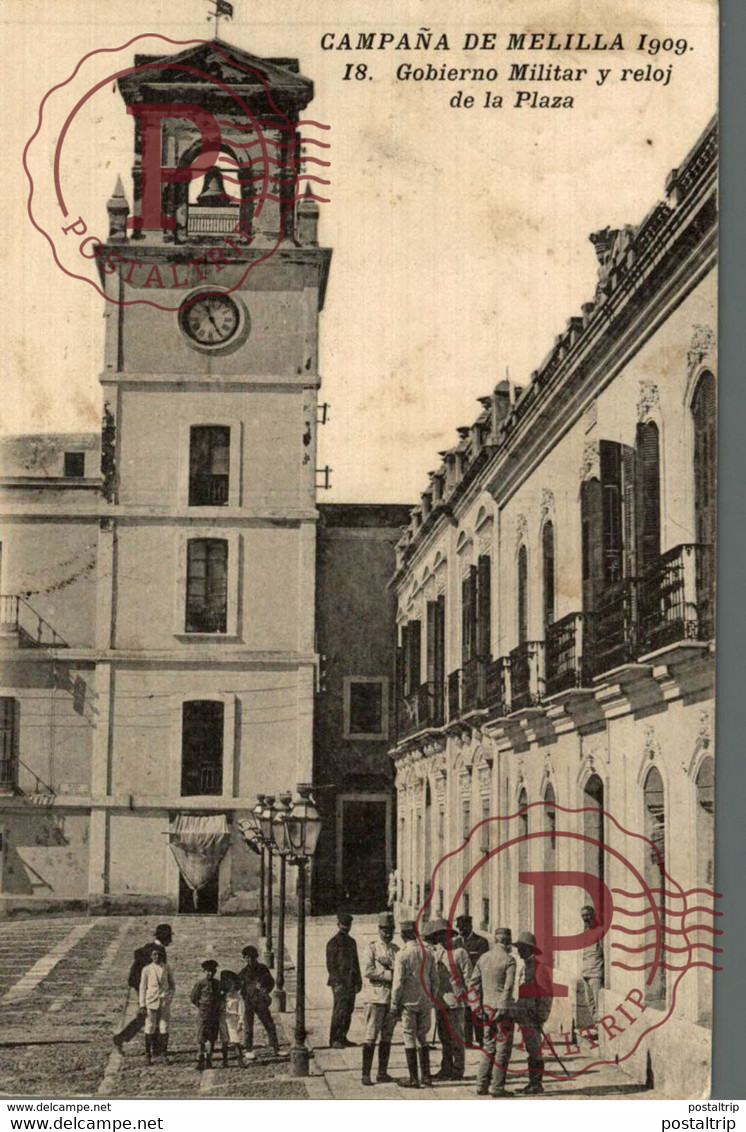 CAMPAÑA DE MELILLA 1909 GOBIERNO MILITAR Y RELOJ DE LA PLAZA. ED BOUMENDIL - Melilla