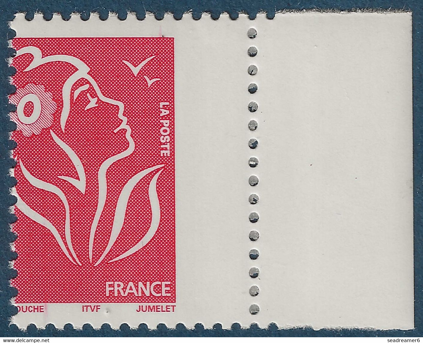 France Marianne De Lamouche N°3734** Type I Piquage Décalé En Bord De Feuille Avec Partie Blanche Signé CALVES - 2004-2008 Marianna Di Lamouche