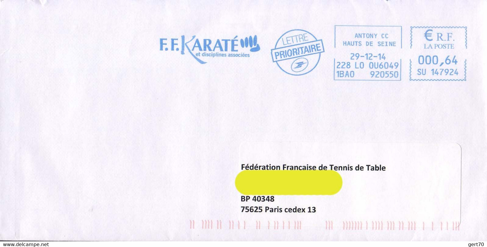 France 2014, Fédération Française De Karaté Et D.A. / Karate Association / Blue Meter / EMA - Unclassified