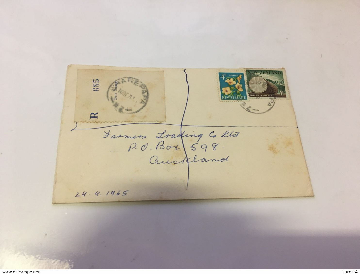 (1 G 24)  New Zealand Registered Leter Posted - 1965 (with  Tree Stamp) - Cartas & Documentos