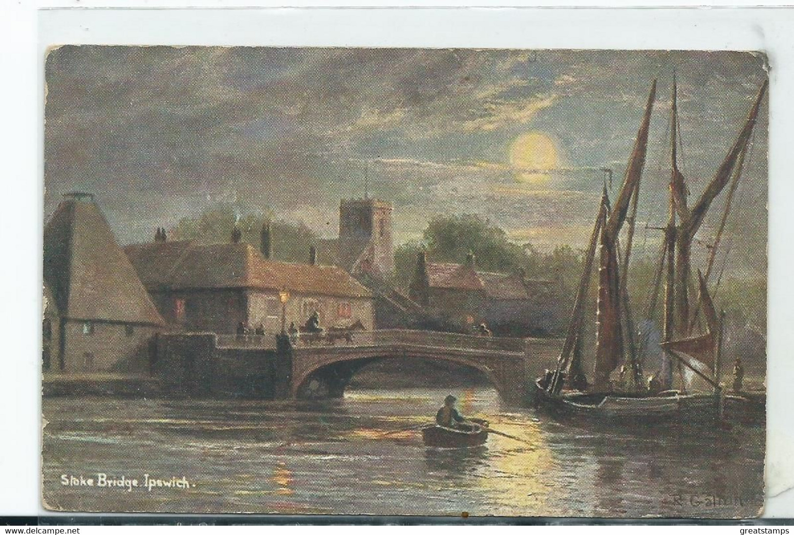 Ipswich    Postcard  Suffolk Stoke Bridge Artist Signed Unknown Artist  Naturette Unused - Ipswich