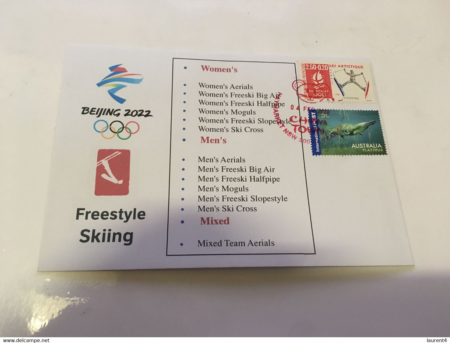 (1 G 26) Beijing 2022 Winter Olympic Games - Postmarked Opening Day Of The Games 4-2-2022 - Freestyle Skiing - Invierno 2022 : Pekín