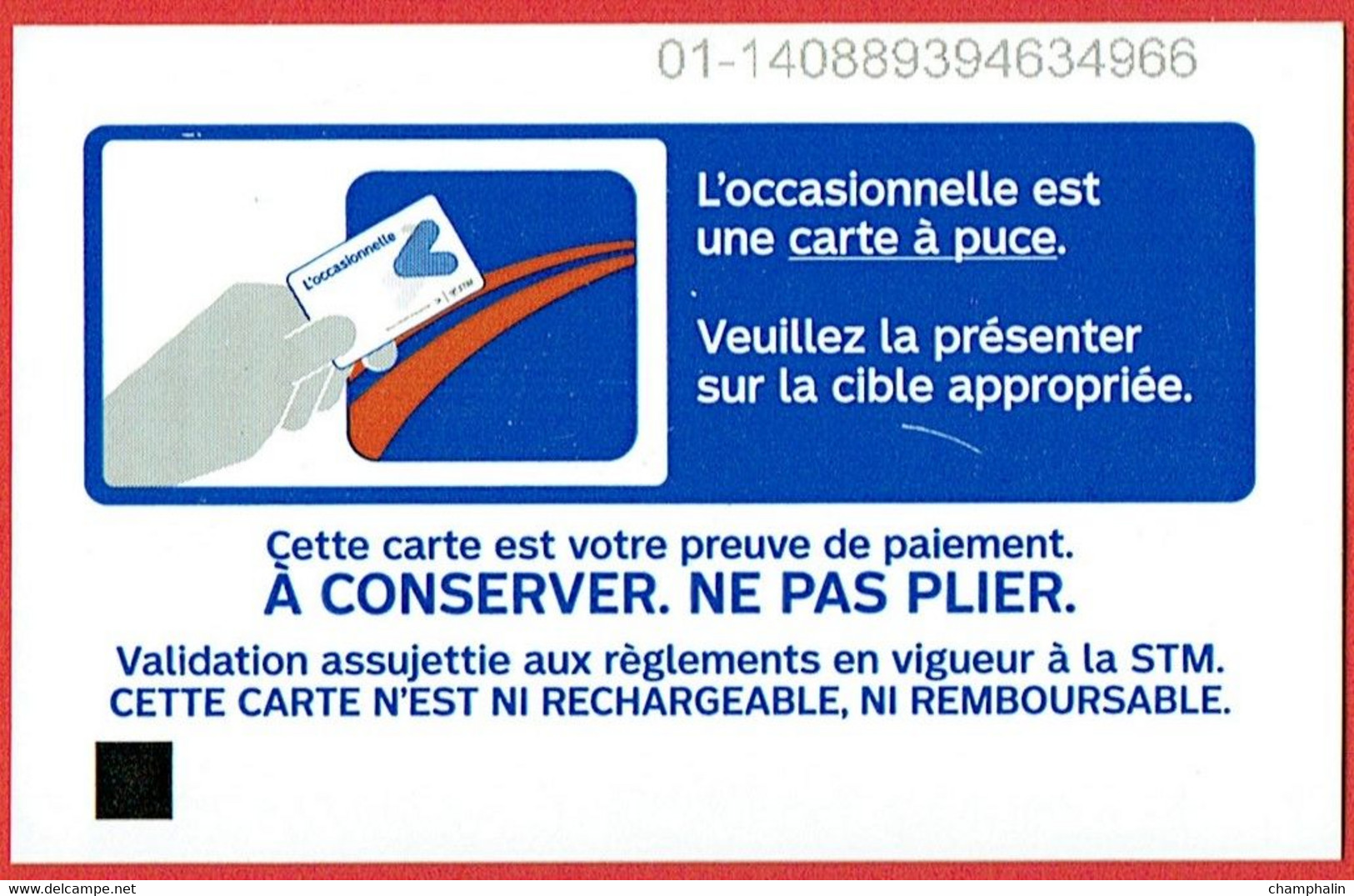 Canada - Ville De Montréal - Ticket De Métro L'Occasionnelle - Septembre 2010 - STM - Subway - Welt