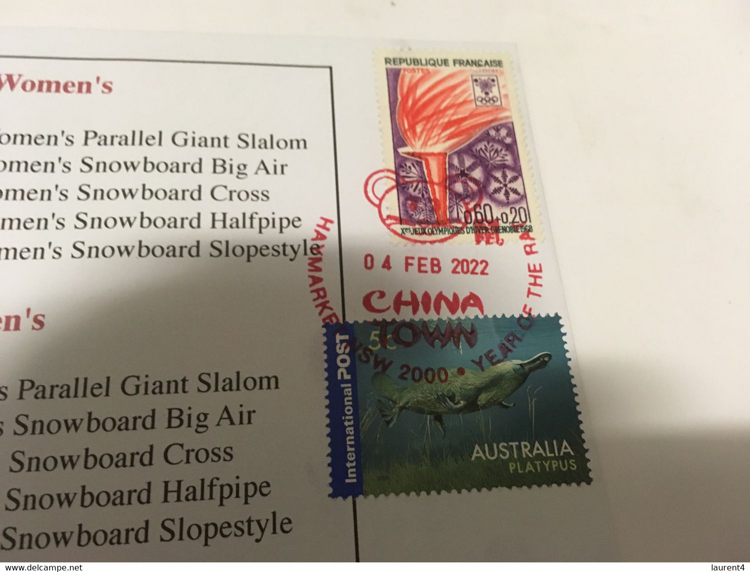 (1 G 26) Beijing 2022 Winter Olympic Games - Postmarked Opening Day Of The Games 4-2-2022 - Snowboard - Winter 2022: Peking