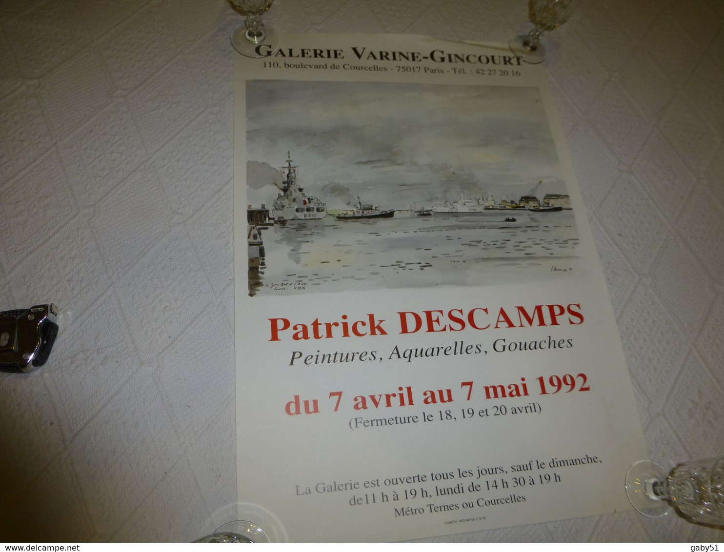 Affiche Patrick Descamps, Galerie Varine Gincourt 1992, 40x60 ; R16 - Affiches