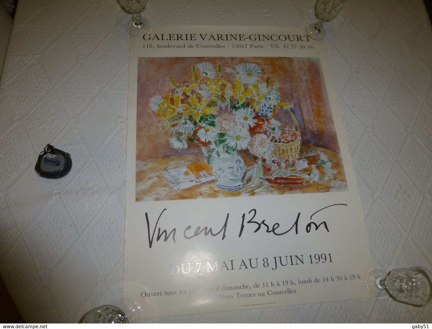 Affiche Vincent Breton Galerie Varine Gincourt 1991, 40x60 ; R16 - Manifesti