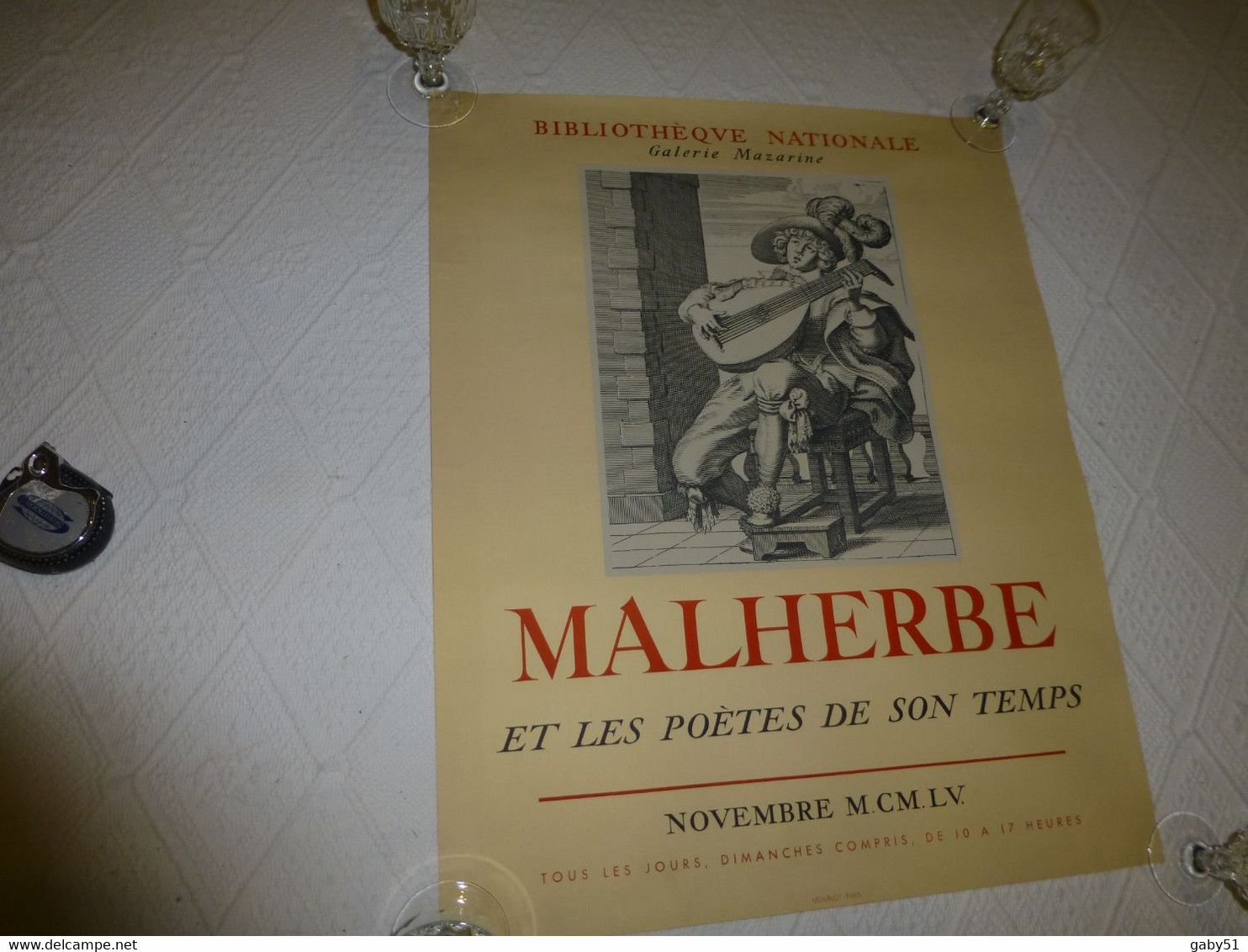 Affiche MALHERBE Et Les Poètes De Son Temps, Gal. Mazarine 1955, 45 X 56 ; R17 - Affiches