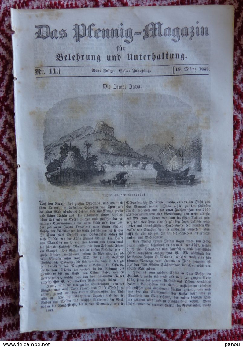 DAS PFENNIG MAGAZIN Nr 11. 18 Marz 1843. Java Jawa Indonesia Indonisien. Mozart Musik Music - Sonstige & Ohne Zuordnung
