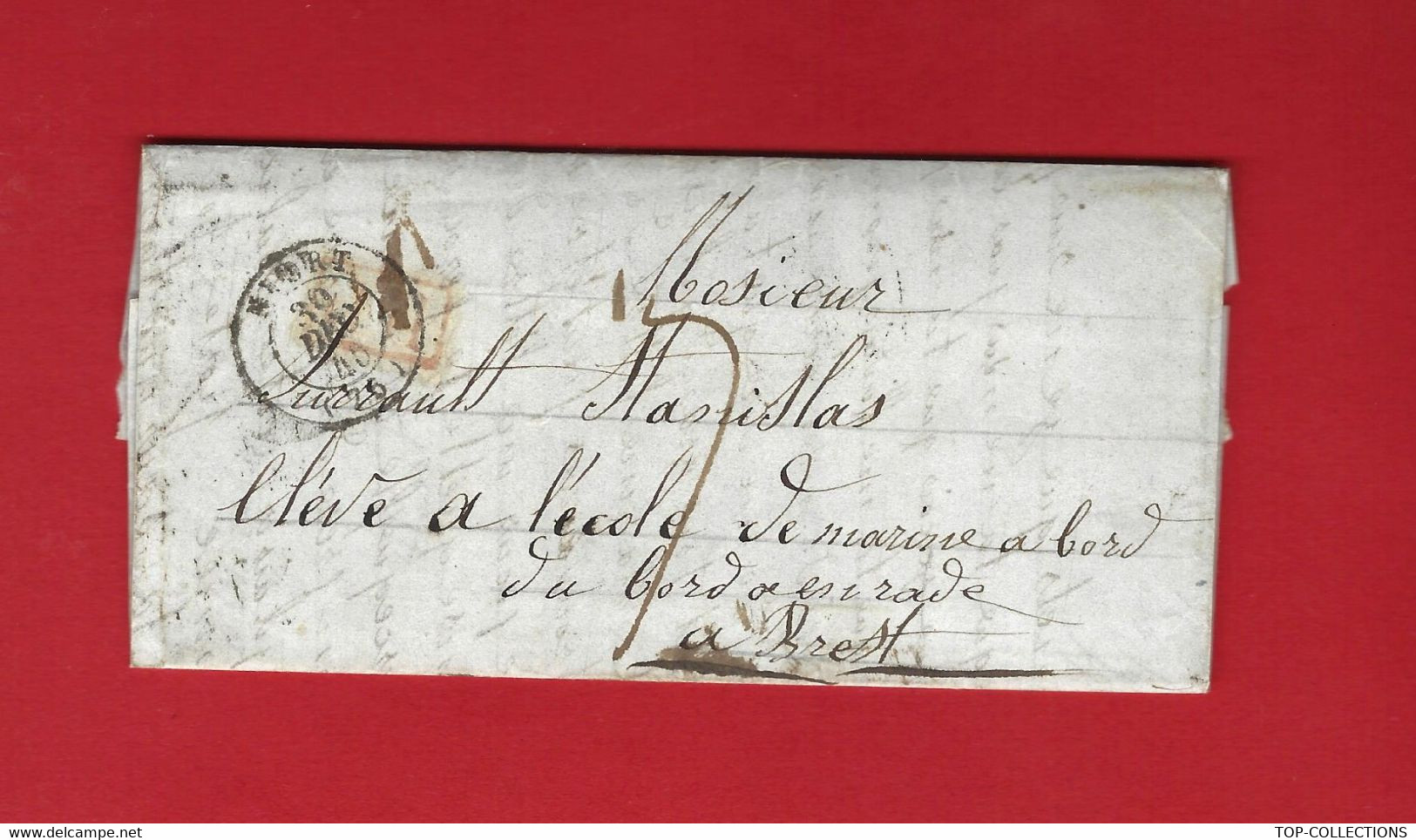 1846 LETTRE Amélie à Niort à Son Frère Stanislas Surrault élève à L'Ecole Navale De Brest Borda à Bord Ou En Rade - Historische Documenten