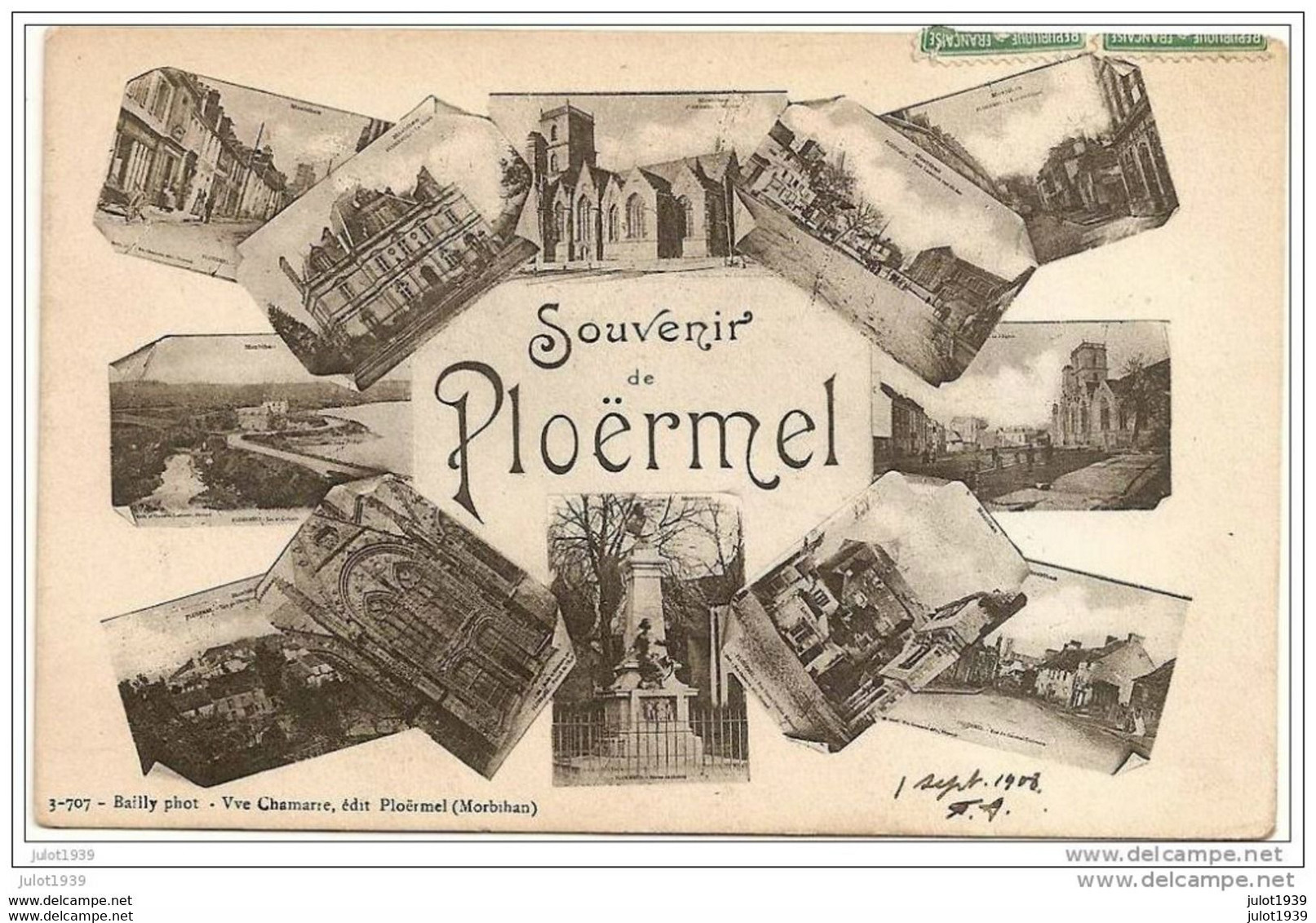 PLOERMEL ..-- 1908 Vers BRUXELLES ( Mr J. ANGIBAUD ) . Voir Verso . - Ploërmel