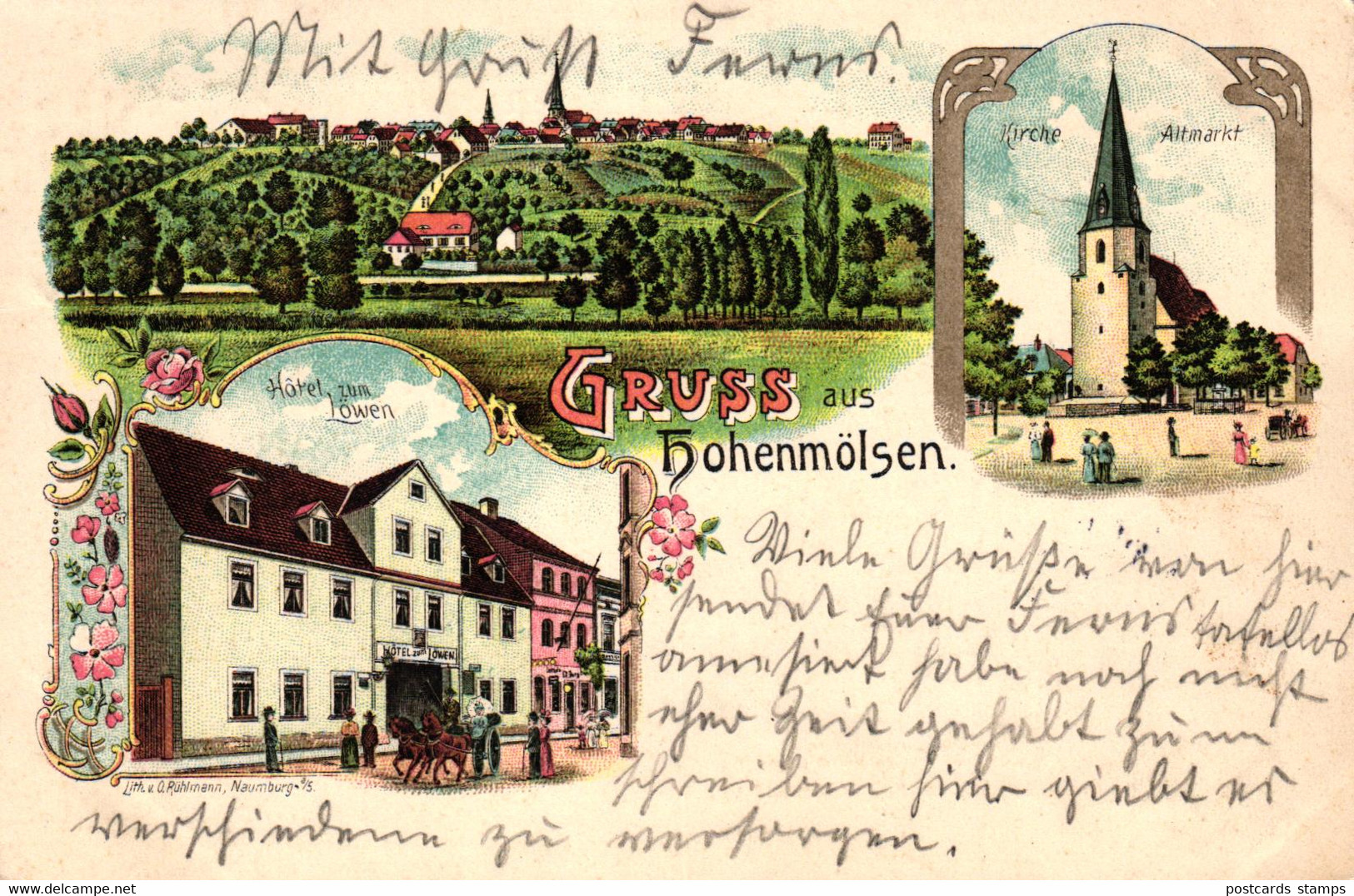 Hohenmölsen, Burgenland-Kreis, Farb-Litho Mit Hotel "Zum Löwen", 1903 - Burgenland