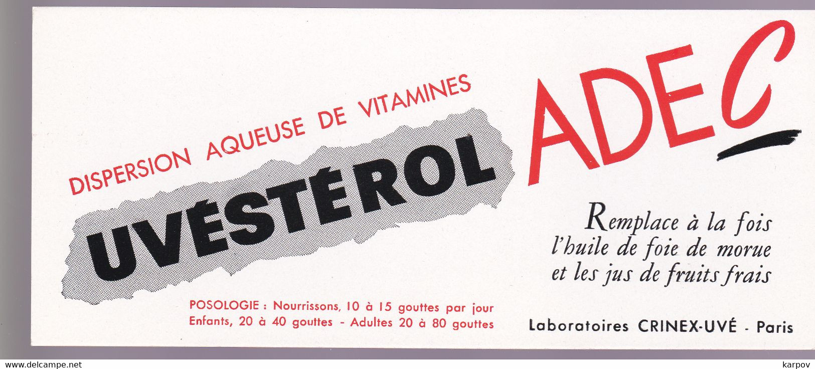 BUVARD  - UVÉSTÉROL - ADEC - Produits Pharmaceutiques