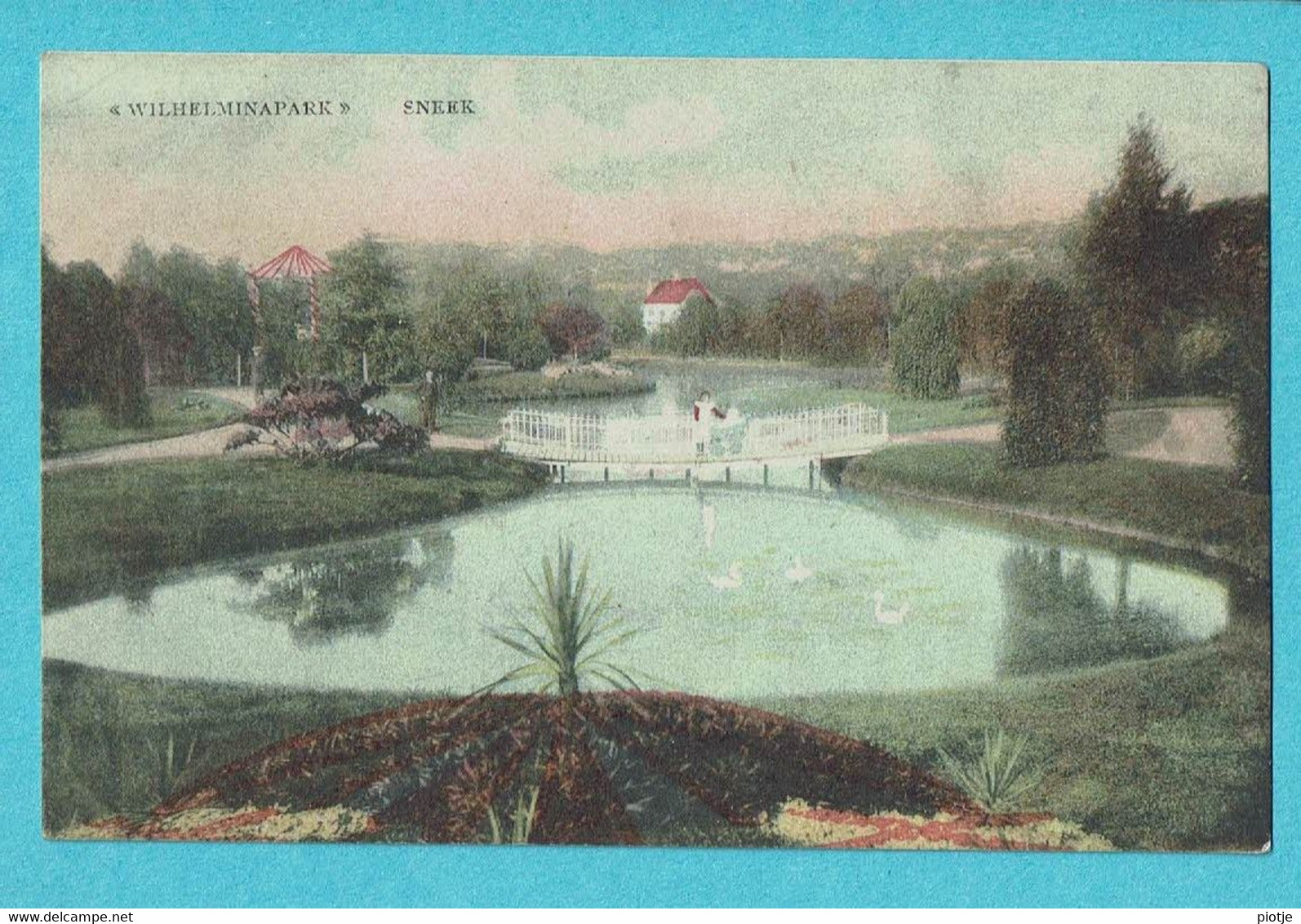 * Sneek (Friesland - Nederland) * (Uitg. R. V/d Meulen - Sneek) KLEUR, Wilhelminapark, étang, Animée, Pont, Cygne - Sneek