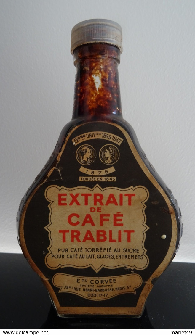 FLACON ANCIEN EXTRAIT DE CAFÉ, TRABLIT ETS CORVEE, ÉTIQUETTE - Altri & Non Classificati